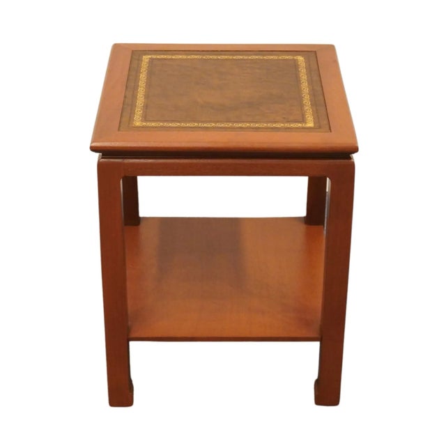 Berkey & Gay Solid Mahogany Traditional Style 15" Square Accent End Table W. Tooled Leather Top 6015 For Sale - Image 10 of 10