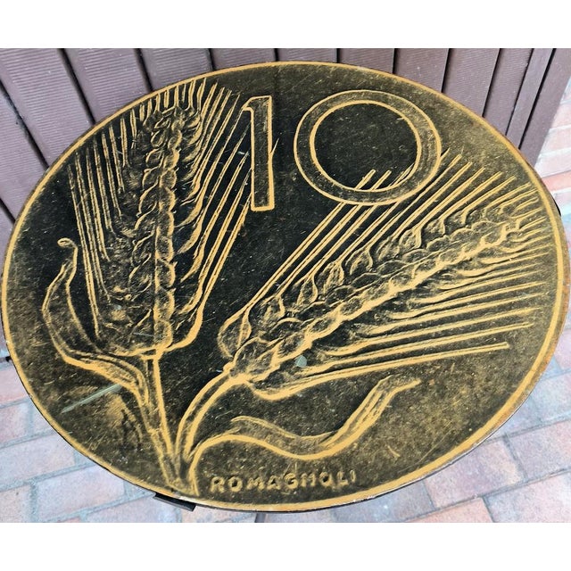 Dieci Lire Table in Brass with Lacquered Wood Top, Italy, 1950s For Sale - Image 3 of 4