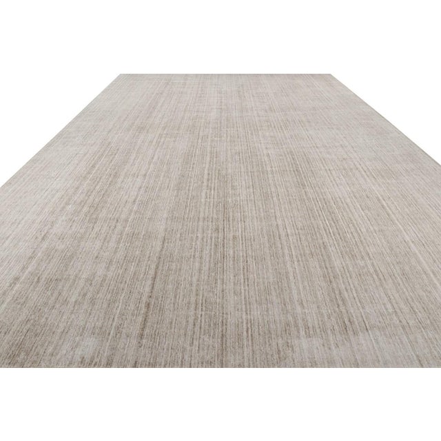 2010s Rug & Kilim’s Oversized Textural Rug in Solid Beige and Cream Tones and Striae For Sale - Image 5 of 8