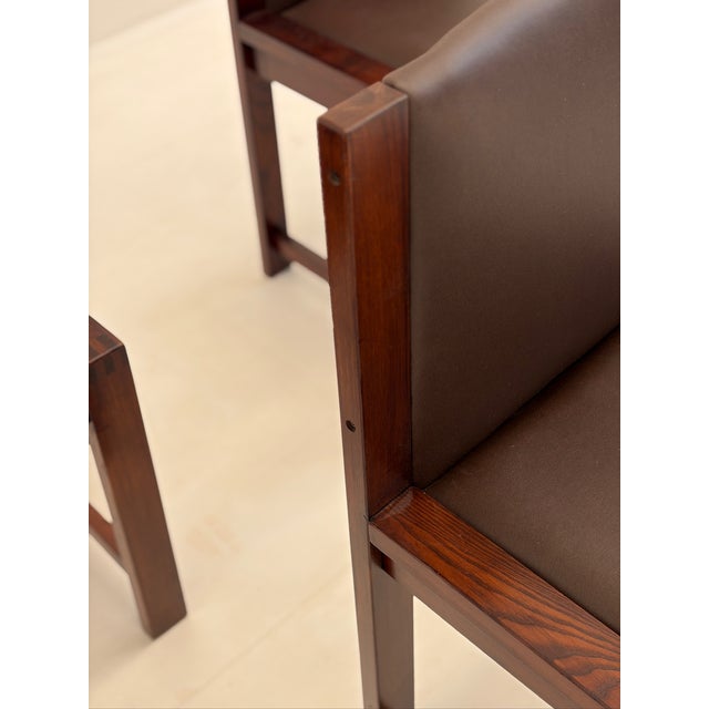 Black Vintage Wooden and Skai Chairs, 1960s, Set of 6 For Sale - Image 8 of 18