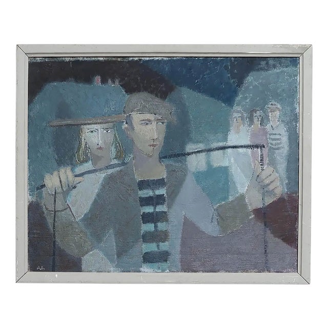 Fish Hawkers, 1950, Oil on Canvas For Sale