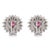 Mid Century 2.00 Carat Pink Tourmaline Diamond 18k White Gold Cluster Earrings, Pair For Sale In Los Angeles - Image 6 of 6