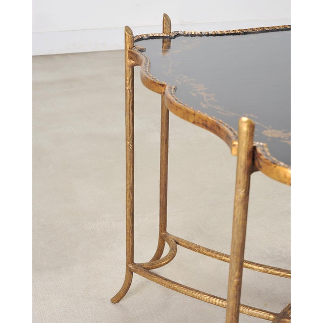 Dennis & Leen Chinoiserie Iron Gilt Tall Tray Cocktail Table For Sale - Image 13 of 18