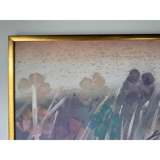 Large - 1980s Vintage Abstract Wildflowers Landscape Acrylic on Canvas Painting For Sale - Image 9 of 11