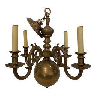 Mid-Century Solid Brass Chandelier For Sale