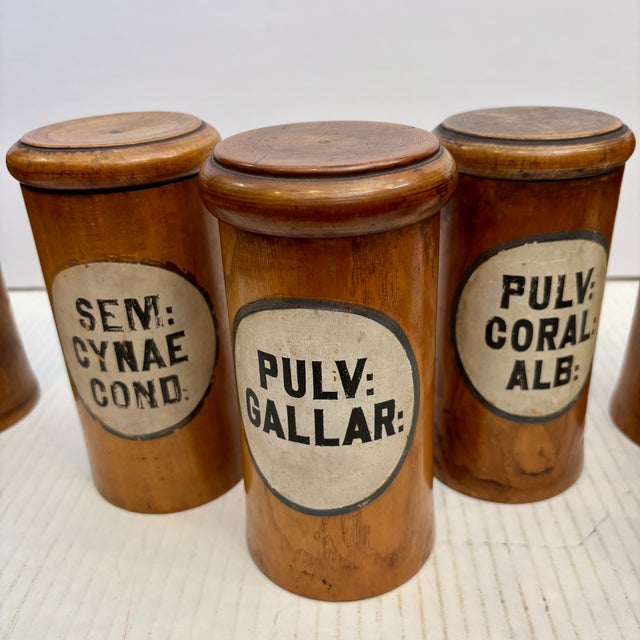 Brown Set of 6 Antique Treen Apothecary Jars / Canisters For Sale - Image 8 of 12