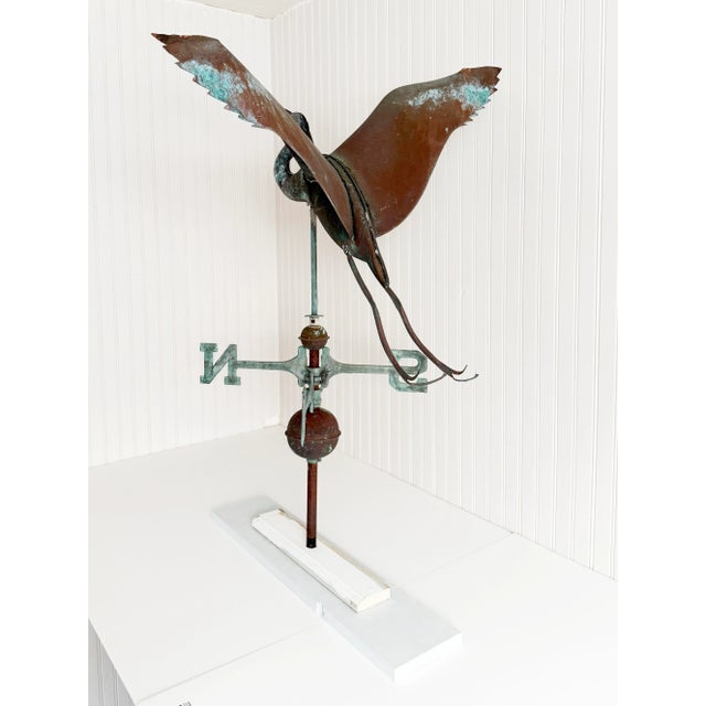 Antique American Verdigris Patinated Copper Full-Bodied Heron Directional Weathervane For Sale - Image 10 of 11