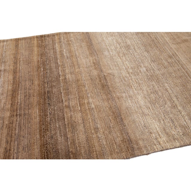 Brown Modern Handmade Lori Persian Wool Rug With a Brown Solid Motif For Sale - Image 8 of 10