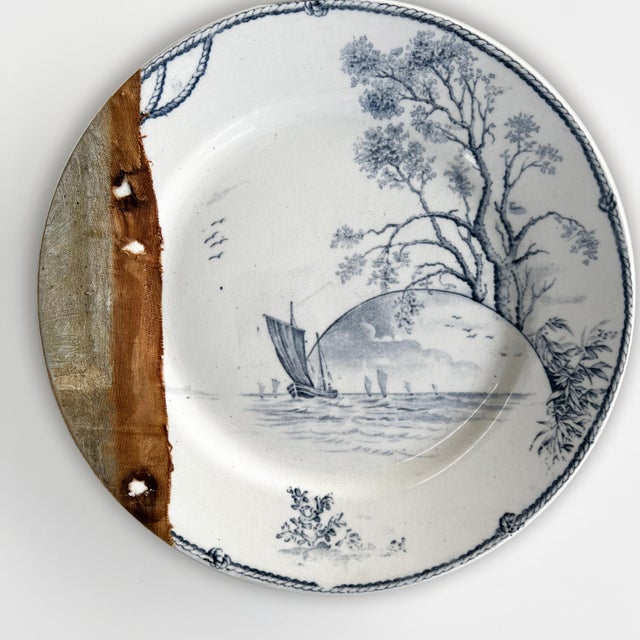 "Markermeer" Original Wall Art Composition of Decorative Plates Painting Installation - Set of 10 For Sale - Image 9 of 13