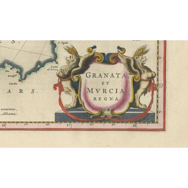 Map of Granada and Murcia in Spain from Blaeu, 1642 For Sale - Image 6 of 13