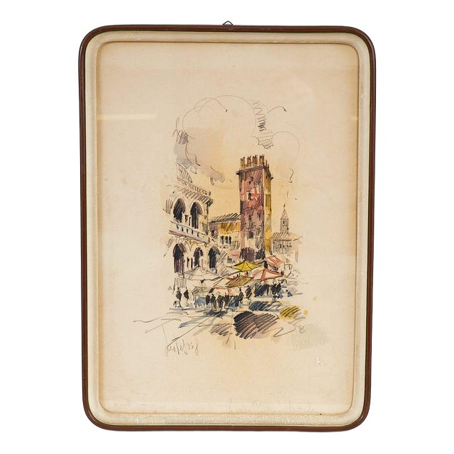 Lutes, Panoramic View, Watercolor For Sale