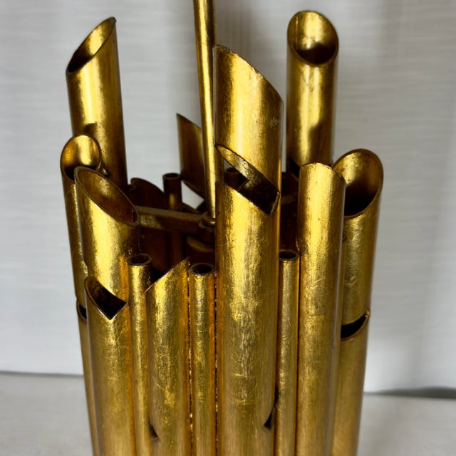 Metal Vintage Palm Beach Regency Gaetano Sciolari Style Gilt Tole Chandelier For Sale - Image 7 of 12