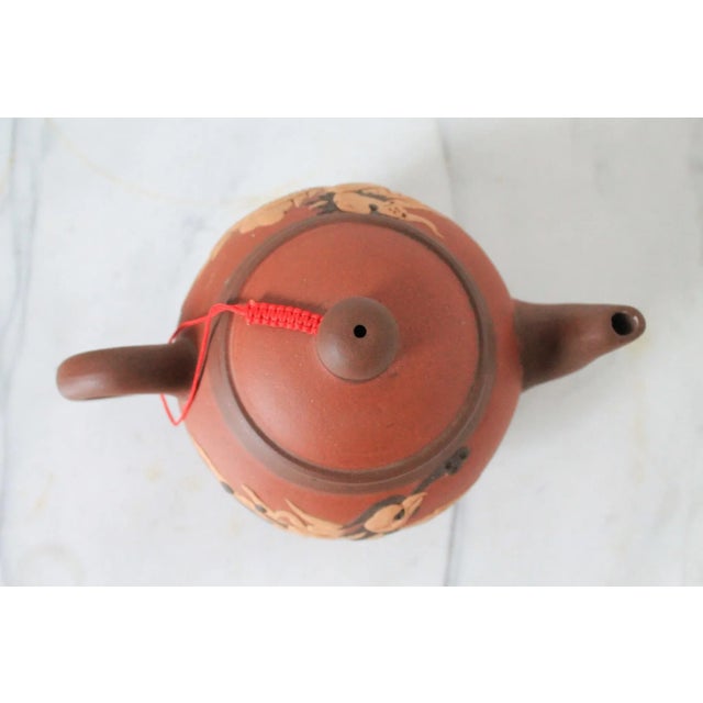 Mid 20th Century Chinese Yixing Zisha Clay Teapot W/ Dragon & Bird Motif For Sale - Image 5 of 9
