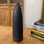 Late 20th Century Skinny Midnight Black Ceramic Matte Vase with Brown Base For Sale - Image 5 of 8