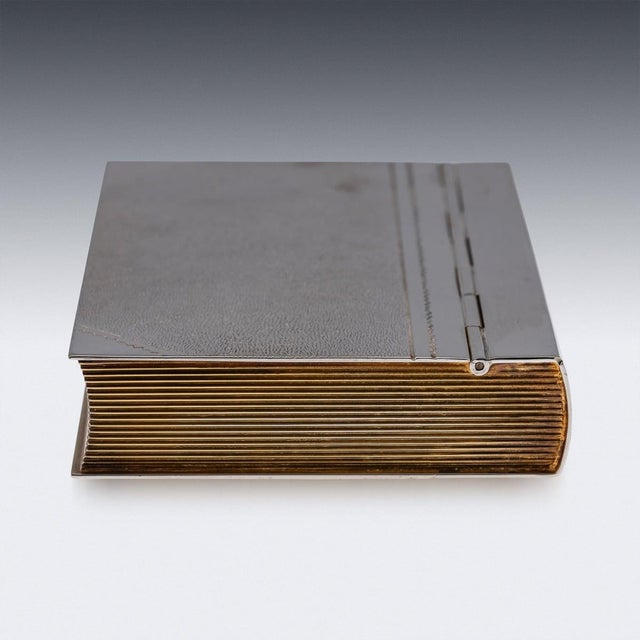 Vintage English Silver Book Shaped Cigar Box, 2015 For Sale - Image 15 of 18