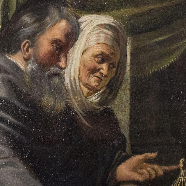 Jacob Jordaens, Madonna with Child, Anna, Joachim and Infant Saint John, 1800s, Oil Painting on Copper, Framed For Sale - Image 3 of 8