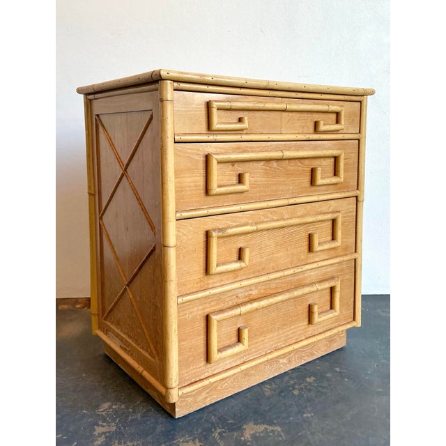 Tan Vintage Whitecraft Oak and Bamboo Chest of Drawers For Sale - Image 8 of 12