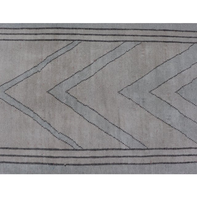 Vintage Turkish Unique Runner With Modern Design in Lt. Blue, Taupe and Brown For Sale - Image 4 of 11