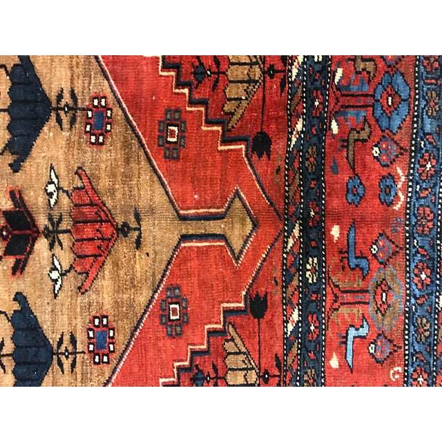 Antique Bakshaish Carpet, Oriental Persian Handmade in Brown, Blue and Red For Sale - Image 11 of 18