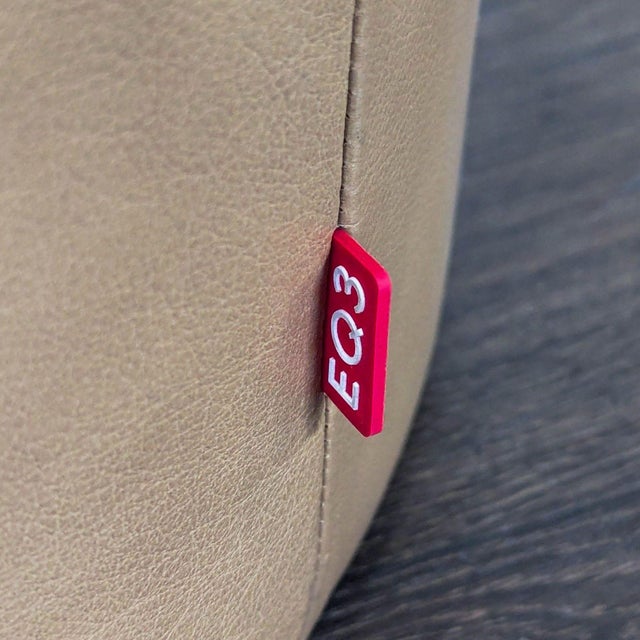 Tan Eq3 Oval Leather Ottoman For Sale - Image 8 of 9