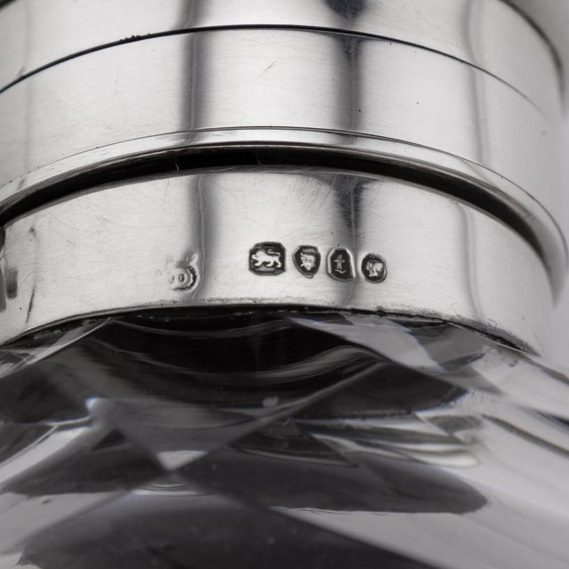 19th Century English Victorian Solid Silver and Glass Huge Hip Flask, 1874 For Sale - Image 10 of 12