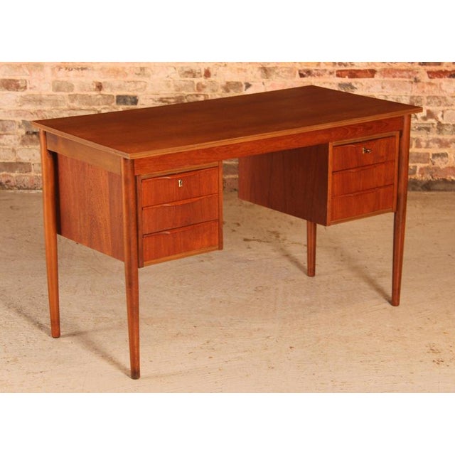 Mid-Century Modern Danish Teak Pedestal Desk, 1960s For Sale - Image 3 of 15