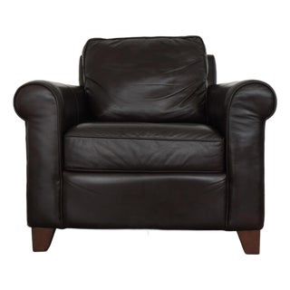Pottery Barn Cameron Roll Arm Leather Chair For Sale