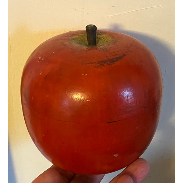 American Antique Early 20th Century Paint Decorated Carved Wood Apple Box For Sale - Image 3 of 13