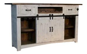 Crafters and Weavers Greenview Bar Counter - Distressed White - 76"