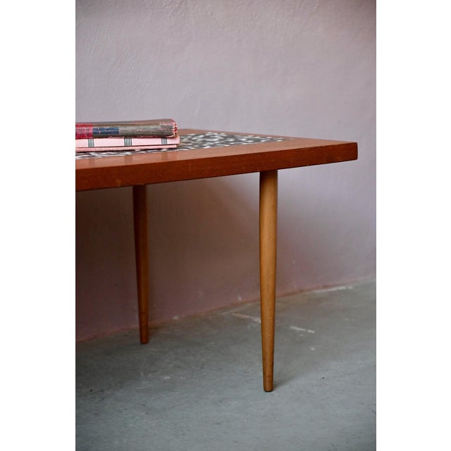 Coffee Table with Teak Spindle Base and Ceramic Mosaic, 1970s For Sale - Image 4 of 18