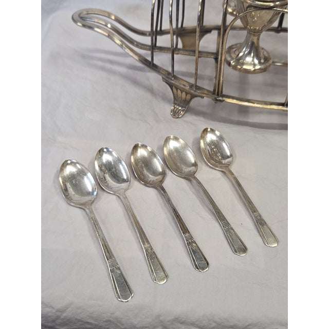 Antique Sheffield Silverplate Toast Rack With Egg Cups, England, 19th Century For Sale - Image 11 of 18