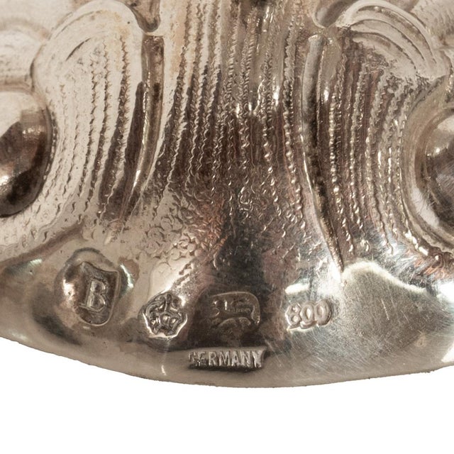 Antique Pair German Silver Master Salts Grotto Shells Putti Dolphins Hannau 1890 For Sale - Image 17 of 17