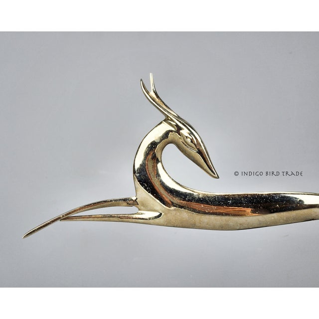 Early 20th Century Art Deco Chromed Metal Leaping Gazelle or Deer on Black Marble Base Sculpture or Car Mascot by Karl Hagenauer For Sale In Greenville, SC - Image 6 of 9