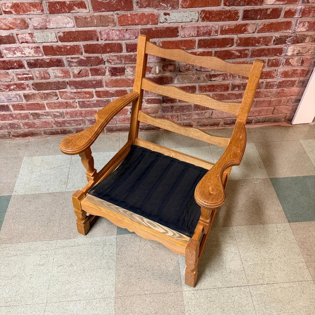 Wood Mid 20th Century Danish Oak Armchairs by Henning Kjærnulf, Attributed For Sale - Image 7 of 10