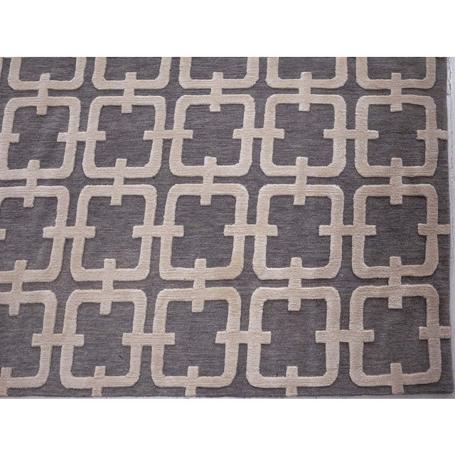 Contemporary Geometric High-low Knotted Wool Runner by Doris Leslie Blau Size: 6'4" × 21'3" (193 × 647 cm) This...