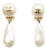 Chanel Vintage Gold Plated CC Pearl Tear Drop Dangle Clip on Earrings, Pair For Sale