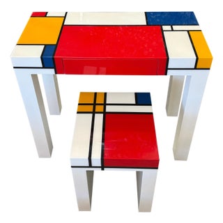 Homage to Mondrian Desk and Stool For Sale