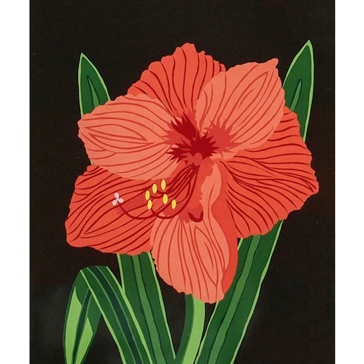 Charming decoupage "Amarylis" floral still life by BM (Bobby Livingston) signed ( LL) & dated April- 1987 on verso Art Sz:...