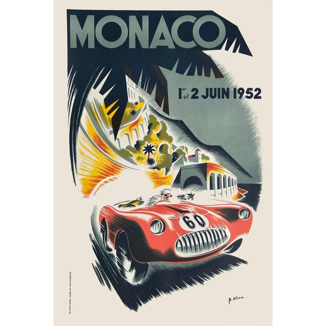 MONACO 1952 AUTOMOBILE GRAND PRIX by BERNARD MINNE 1980s reissue lithograph poster on matt poster paper signed in the...