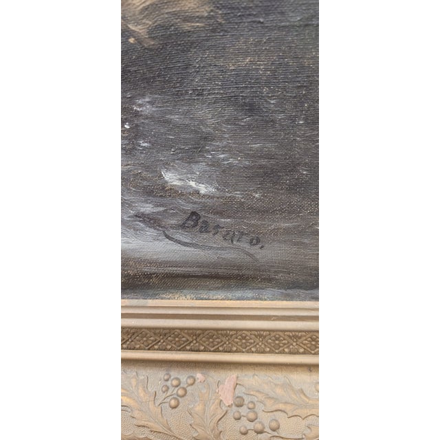 Textile Antique Oil Painting of a Mountain Scape For Sale - Image 7 of 8