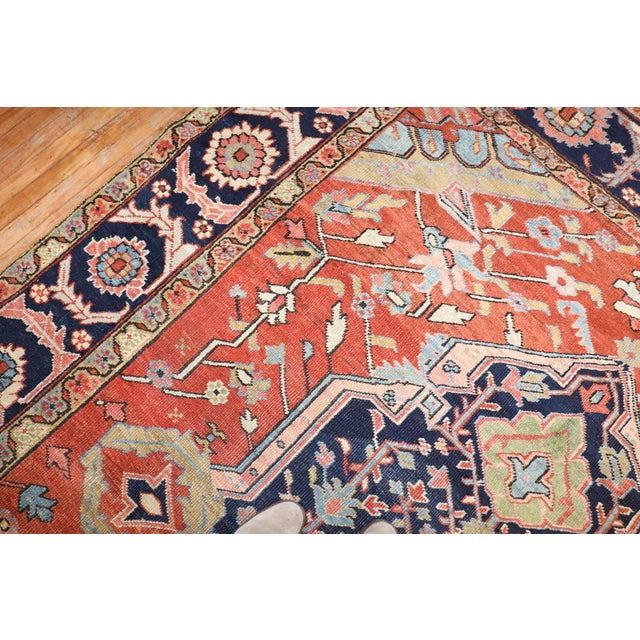 Antique Signed Heriz Large Scale Rug - 8'3" x 10'10" For Sale In New York - Image 6 of 12