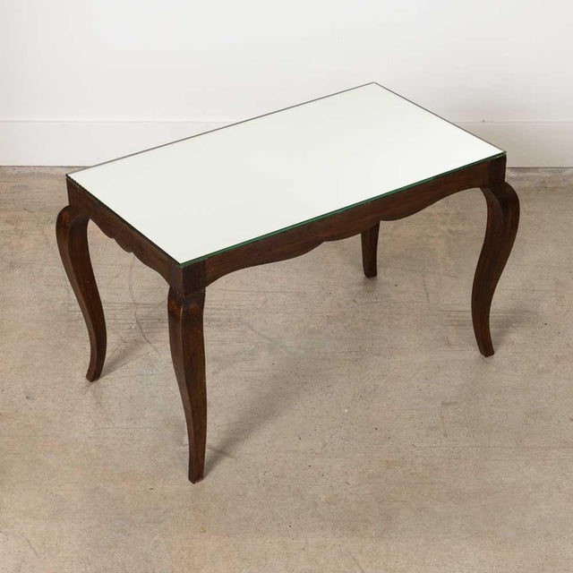 Wood 1940s French Scalloped Wood and Mirror Table For Sale - Image 7 of 11