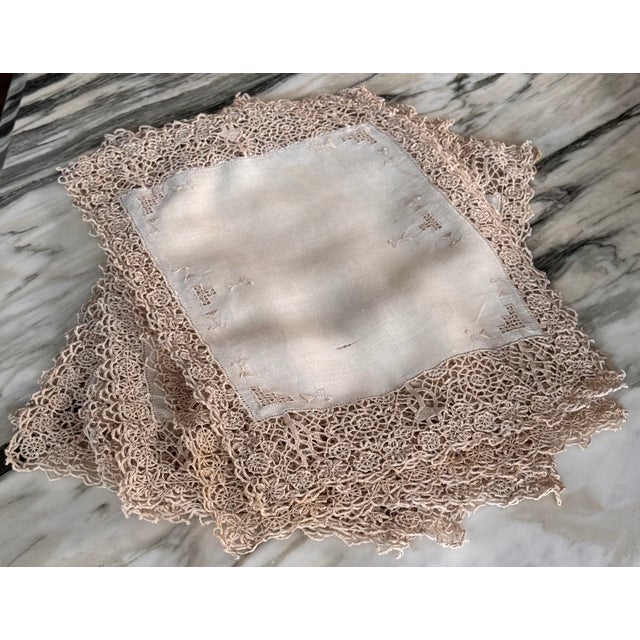 Linen Hand Crochet Linen Placemats - Set of 8 For Sale - Image 8 of 10