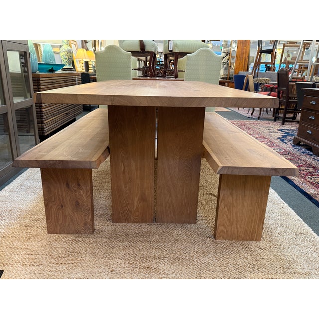 Wood Crate & Barrel Dakota Table and Benches, Set of Three For Sale - Image 7 of 17