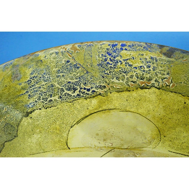 Yellow Vintage Majolica Plate by Fattiocco 88, 1980s For Sale - Image 8 of 18