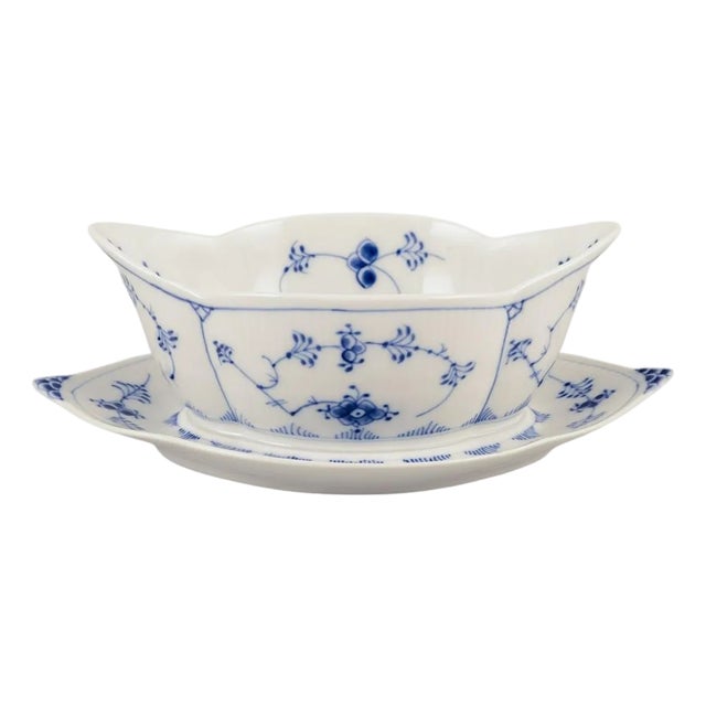 Gravy Boat on Foot Hand-Painted in Blue from Royal Copenhagen, 1970s For Sale