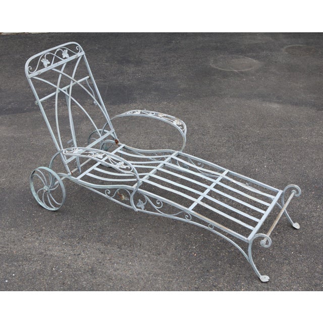 Salterini Vintage Wrought Iron Garden Patio Chaise Lounge (A) Chairish