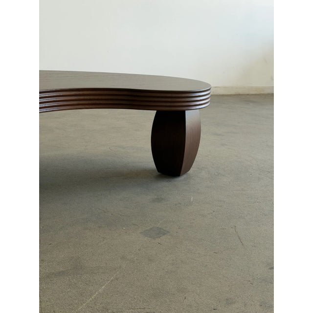 Ribbed Kidney Coffee Table in Walnut For Sale In Los Angeles - Image 6 of 12