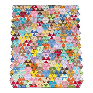 Quality Hand Stitched Cotton Triangle Feedsack Quilt From Ohio Estate For Sale