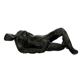 Reclining Woman Sculpture in Chamotte Clay, France, 1970s For Sale